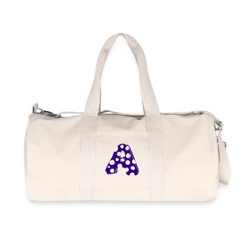 Letter A with character in blue - Recycled Canvas Sports Bag by Stanley/Stella - natural - Front