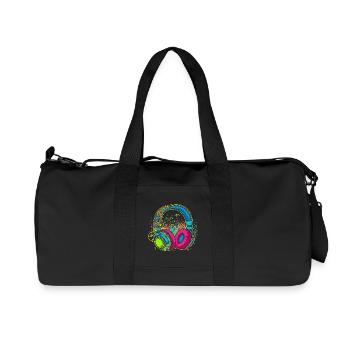Lebendiges abstraktes Kopfhörerdesign - Recycelte Canvas-Sporttasche von Stanley/Stella - Schwarz - Vorne