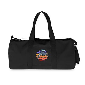 Dolphin in wave pattern - Recycled Canvas Sports Bag by Stanley/Stella - black - Front