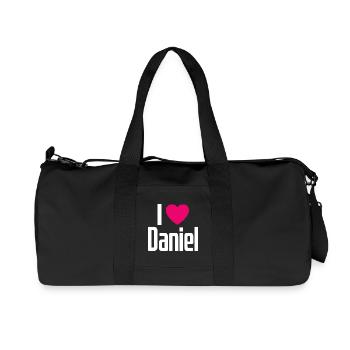 J’aime Daniel Pink Heart J’aime Daniel - Sac de sport en toile recyclée Stanley/Stella - noir - Devant