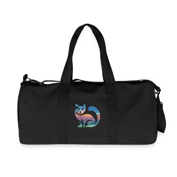  Bunte Katze Silhouette Mit Sonnenuntergang Und - Recycelte Canvas-Sporttasche von Stanley/Stella - Schwarz - Vorne