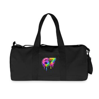 67 Six Seven Meme Gen Alpha Slang - Recycled Canvas Sports Bag by Stanley/Stella - black - Front