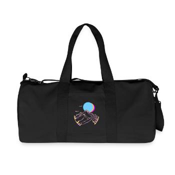 Neon Mountains Moon Sun Geometric Peaks - Recycled Canvas Sports Bag by Stanley/Stella - black - Front
