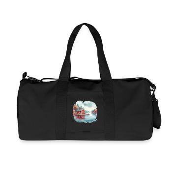 Suède maison Suède lac cadeau de vacances - Sac de sport en toile recyclée Stanley/Stella - noir - Devant