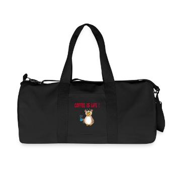 Hibou et café (anglais) - Sac de sport en toile recyclée Stanley/Stella - noir - Devant