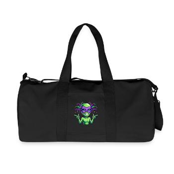 Mardi Gras Alien Cartoon Veggie Fun - Recycled Canvas Sports Bag by Stanley/Stella - black - Front