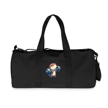 Chibi Dino T-Rex Workout avec haltères - Sac de sport en toile recyclée Stanley/Stella - noir - Devant