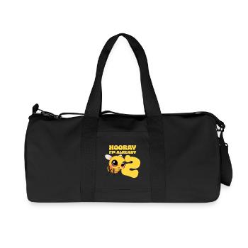 Bee 2 Years Birthday - Hooray I'm already 2 - Recycled Canvas Sports Bag by Stanley/Stella - black - Front