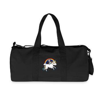 Chiot Boston terrier joueur et licorne arc-en-ciel - Sac de sport en toile recyclée Stanley/Stella - noir - Devant