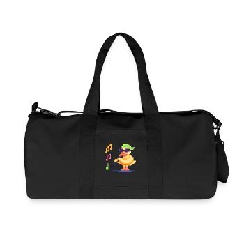 Pixel Art Duck playing Music  - Recycled Canvas Sports Bag by Stanley/Stella - black - Front