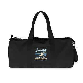 Santorin où chaque heure est l’heure dorée - Sac de sport en toile recyclée Stanley/Stella - noir - Devant