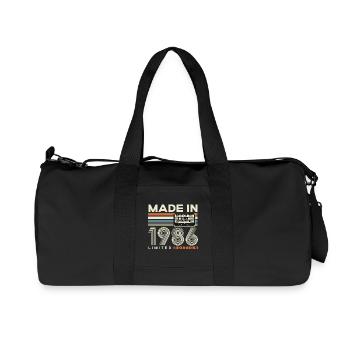Cadeau vintage rétro pour le 40e anniversaire vintage 1986 - Sac de sport en toile recyclée Stanley/Stella - noir - Devant