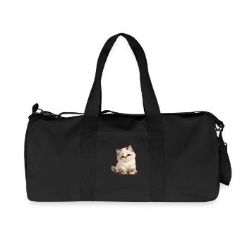 Little cute kitten with mud paws - Recycled Canvas Sports Bag by Stanley/Stella - black - Front