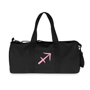 Sagittarius Zodiac Sign Symbol Pastel Pink - Recycled Canvas Sports Bag by Stanley/Stella - black - Front