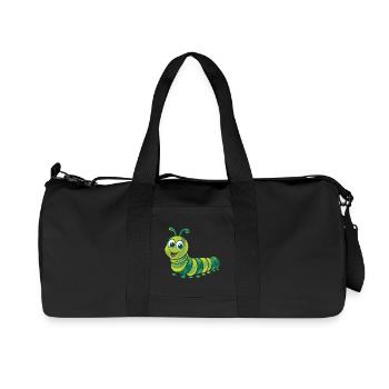 Cheerful Green Caterpillar Cartoon Illustration - Recycled Canvas Sports Bag by Stanley/Stella - black - Front