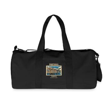 Portugal Porto Vintage Reisemarke - Recycelte Canvas-Sporttasche von Stanley/Stella - Schwarz - Vorne