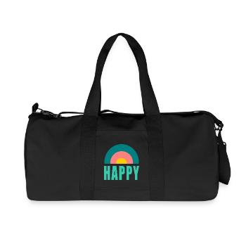 HAPPY. HAPPINESS. FREEDOM. POSITIVE. POSITIF - Sac de sport en toile recyclée Stanley/Stella - noir - Devant