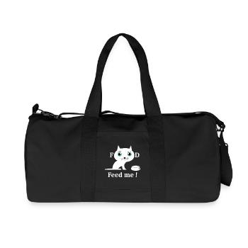 Chat blanc mignon - Sac de sport en toile recyclée Stanley/Stella - noir - Devant