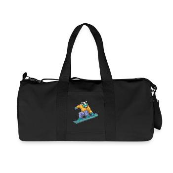 Dachs Snowboarder Snowboard - Recycelte Canvas-Sporttasche von Stanley/Stella - Schwarz - Vorne