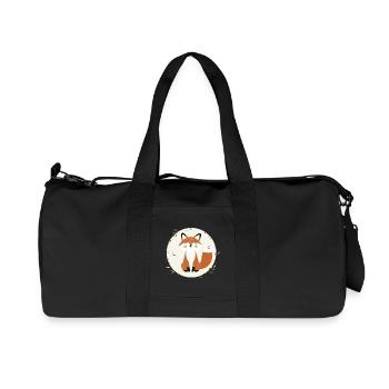 Smiling Fox – Playful Nature Illustration - Recycled Canvas Sports Bag by Stanley/Stella - black - Front