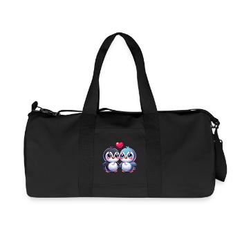 Pingouin, Amour, Saint Valentin, Coeur, Amitié - Sac de sport en toile recyclée Stanley/Stella - noir - Devant