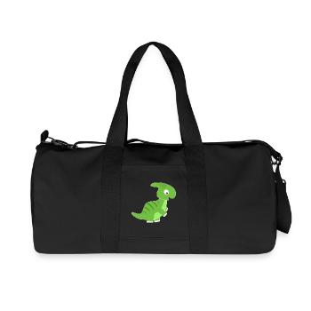 Green Dinosaur Kids Design - Recycled Canvas Sports Bag by Stanley/Stella - black - Front