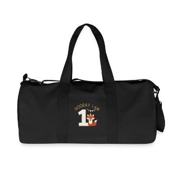 Hooray I'm 1 Sweet Fox Birthday - Recycled Canvas Sports Bag by Stanley/Stella - black - Front