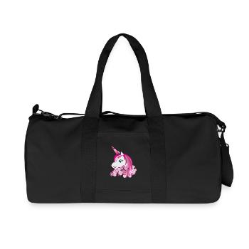Pink unicorn with flower crown - Recycled Canvas Sports Bag by Stanley/Stella - black - Front