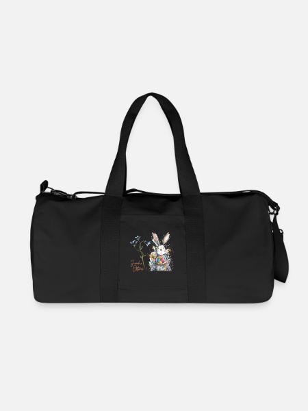 Lapin de Pâques avec des œufs colorés - Sac de sport en toile recyclée Stanley/Stella - noir