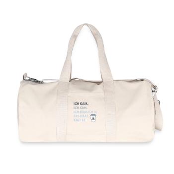 Ich kam. Ich sah. Ich brauchte erstmal Kaffee. - Recycelte Canvas-Sporttasche von Stanley/Stella - Naturweiß - Vorne
