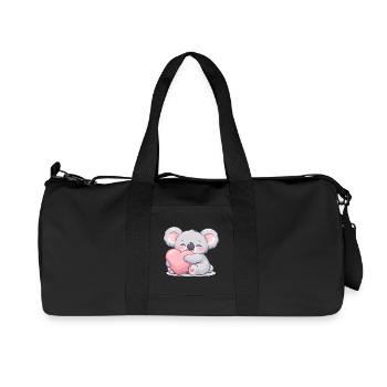 Kleiner Koala kuschelt Herz - Recycelte Canvas-Sporttasche von Stanley/Stella - Schwarz - Vorne