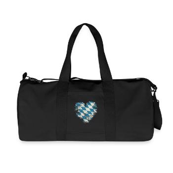 Cœur rétro Bavière avec motif de losanges bleu-blanc - Sac de sport en toile recyclée Stanley/Stella - noir - Devant