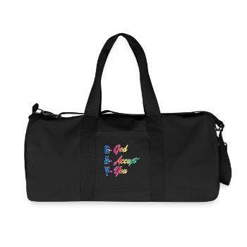 GAY God Accept You LGBTQ Christian Pride Art Tee  - Recycelte Canvas-Sporttasche von Stanley/Stella - Schwarz - Vorne