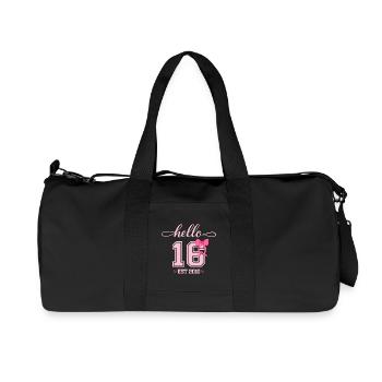 Bonjour 16 Est 2010 Girl Birthday Design - Sac de sport en toile recyclée Stanley/Stella - noir - Devant