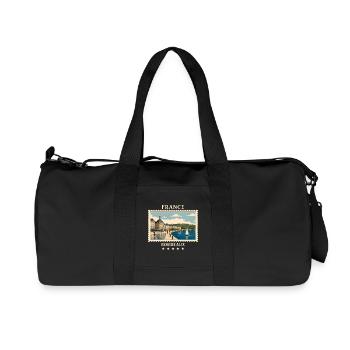 Frankreich Bordeaux Vintage Reisemarke - Recycelte Canvas-Sporttasche von Stanley/Stella - Schwarz - Vorne