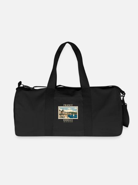 Frankreich Bordeaux Vintage Reisemarke - Recycelte Canvas-Sporttasche von Stanley/Stella - Schwarz