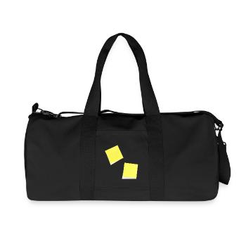 gelber Notizzettel , Klebezettel , sticky note - Recycelte Canvas-Sporttasche von Stanley/Stella - Schwarz - Vorne