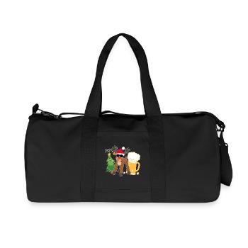 Betrunkenes Rentier mit Bier Weihnachtsbaum Cool - Recycelte Canvas-Sporttasche von Stanley/Stella - Schwarz - Vorne