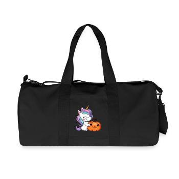 Licorne Kawaii et citrouille d’Halloween - Sac de sport en toile recyclée Stanley/Stella - noir - Devant