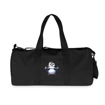 Penguin Workout Fitness Cute Funny - Recycled Canvas Sports Bag by Stanley/Stella - black - Front