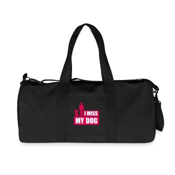 I Miss My Dog Dog Lover Dogs Love Joke Logo - Recycled Canvas Sports Bag by Stanley/Stella - black - Front