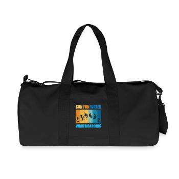 Soleil, Plaisir, Eau, Wakeboard - Sac de sport en toile recyclée Stanley/Stella - noir - Devant