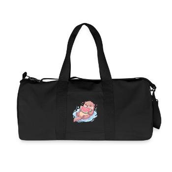 Kawaii Otter Eating Watermelon - Recycled Canvas Sports Bag by Stanley/Stella - black - Front