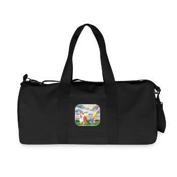 Watercolor Dog with Ball - Recycled Canvas Sports Bag by Stanley/Stella - black - Front