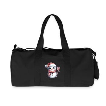 Niedlicher Schneemann mit Lolli - Recycelte Canvas-Sporttasche von Stanley/Stella - Schwarz - Vorne