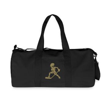 Alien Ice Hockey Player Silhouette Minimalist - Recycled Canvas Sports Bag by Stanley/Stella - black - Front