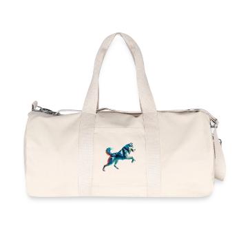 3D Geometric Origami Husky Sled Dog - Recycled Canvas Sports Bag by Stanley/Stella - natural - Front