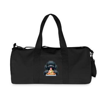 Black poodle loves pizza funny dog - Recycled Canvas Sports Bag by Stanley/Stella - black - Front