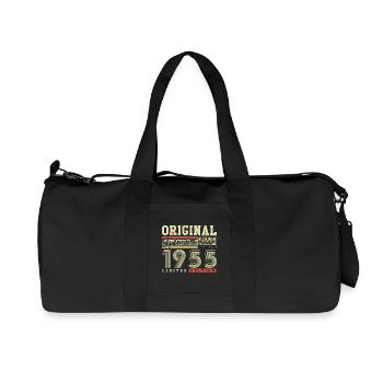 Carte d'anniversaire originale de septembre 1955, vintage et rétro - Sac de sport en toile recyclée Stanley/Stella - noir - Devant