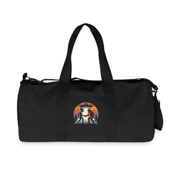 Alien and Bigfoot Retro Sunset UFO - Recycled Canvas Sports Bag by Stanley/Stella - black - Front